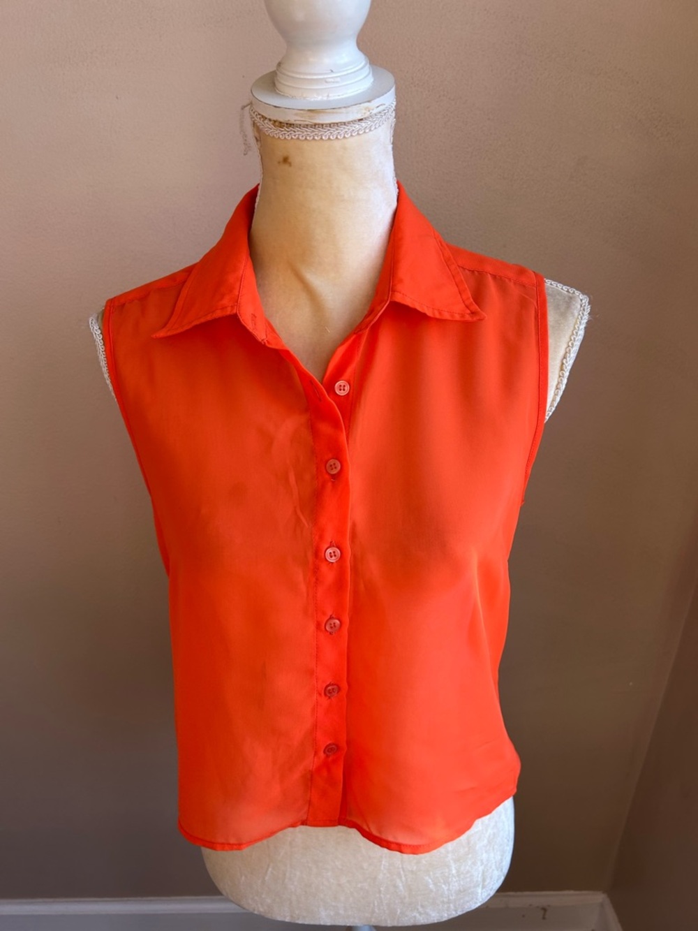New Womens Orange Sleeveless Sexy Back Top Sz M 4122 Sleeveless